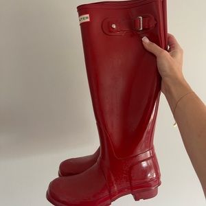 Red Tall Hunter boots